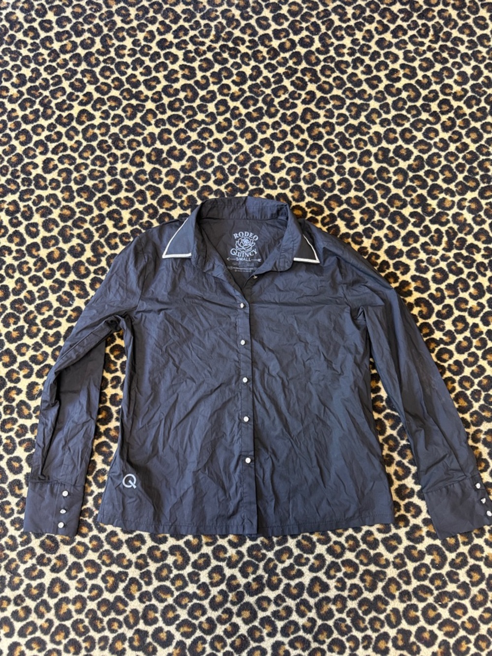 Rhinestone Black Button-Up